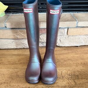Hunter Tall Rain Boots iridescent girls size 4